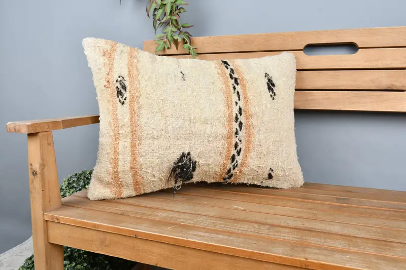 16x24 Beige Pillow Sham, Vintage Kilim Pillow, Home Decor Pillow, Turkish Rugs Pillow Cover, Boho Pillow, Meditation Pillow Sham, Pillow - 1