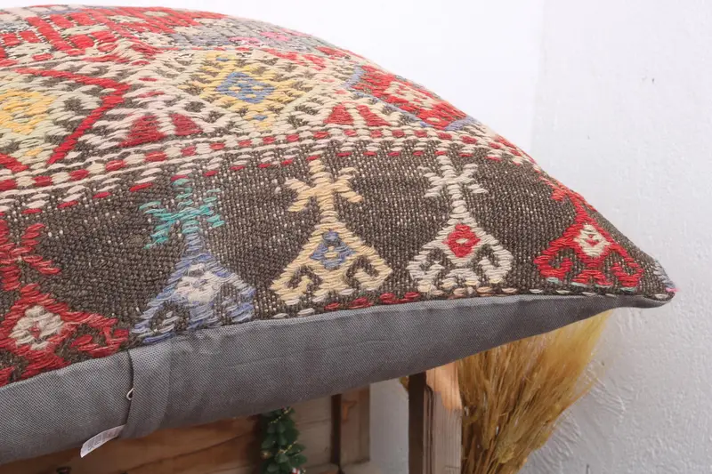 Lounge Throw Cushion Cover, 28x28 Red Pillow Sham, Cushion Cover, Handmade Kilim Cushion, Turkish Kilim Pillow, Vintage Kilim Pillow - 6