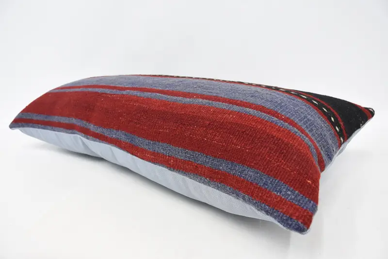 Boho Pillow Sham Cover, Southwestern Pillow, 16x36 Red Pillow Cover, Interior Designer Pillow, Cushion Case, Handmade Kilim Cushion - 5