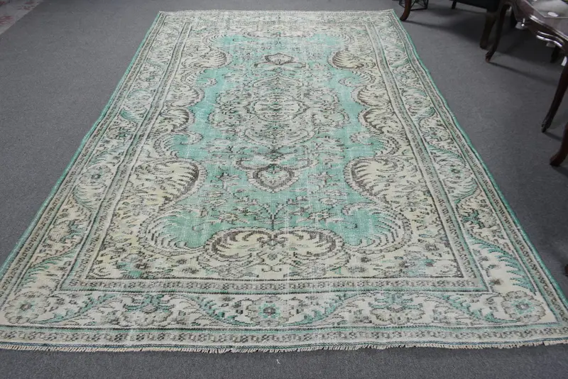 Türk 5.4x9.6 ft Halı, Büyük Vintage Halı, Mavi Beyaz Fas Halısı - 1