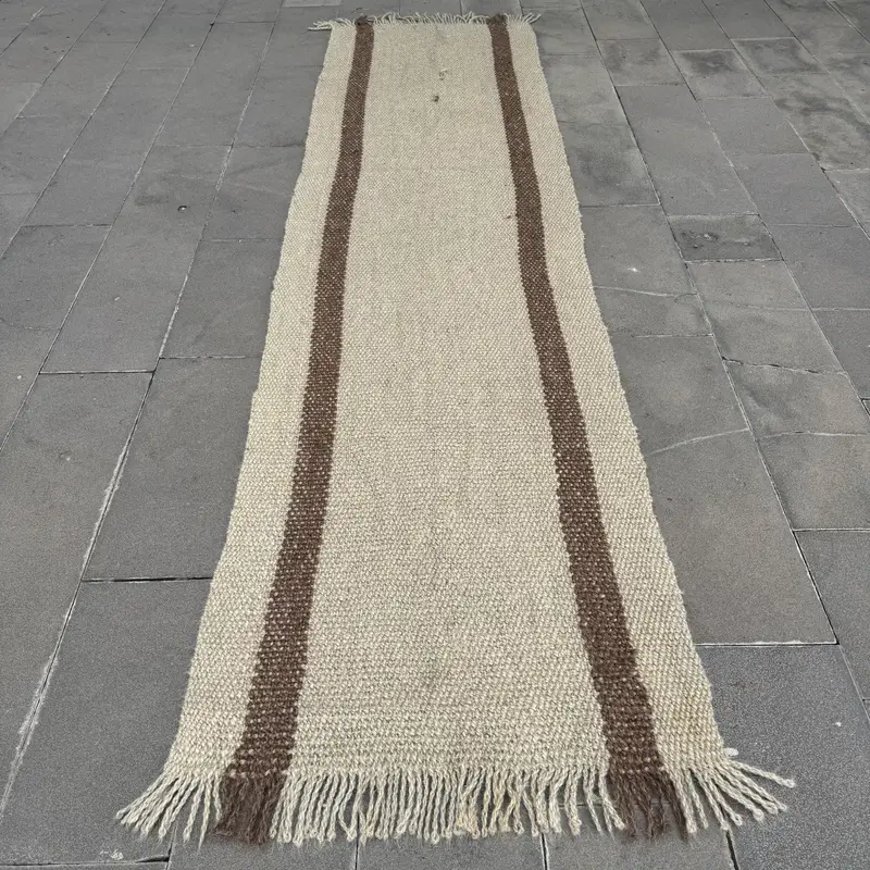 Zarif Bej Halı, 3,1x11,8 ft Bordürlü Tasarım