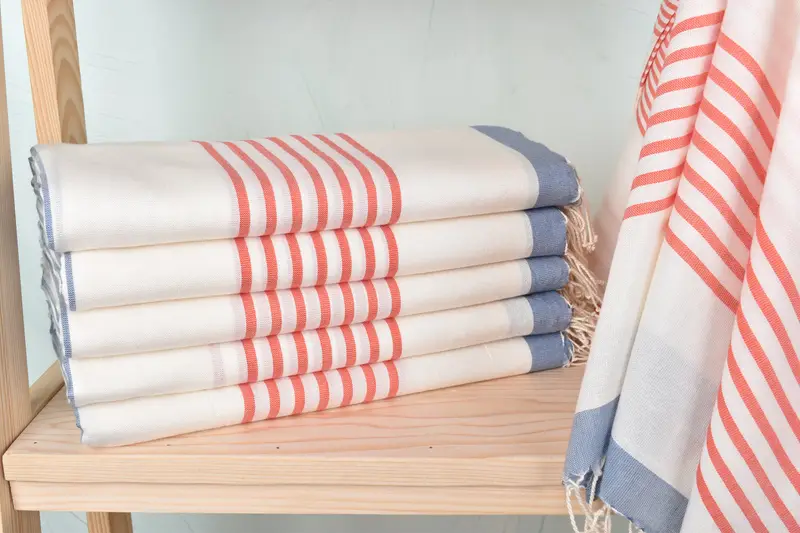 Personalized Custom Towel Vermilion-Dark Gray Stripes, 40x71 Inches