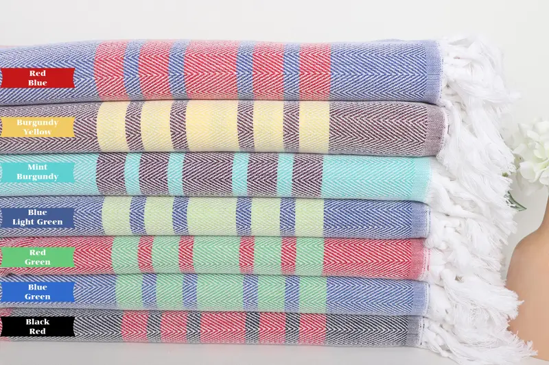 Bridesmaid Gift, Bachelorette Party Gifts, Grandma Gift, 64x40 Cotton Chevron Towel, Bridal Shower Gift, Fringed Turkish towel for poolside - 1