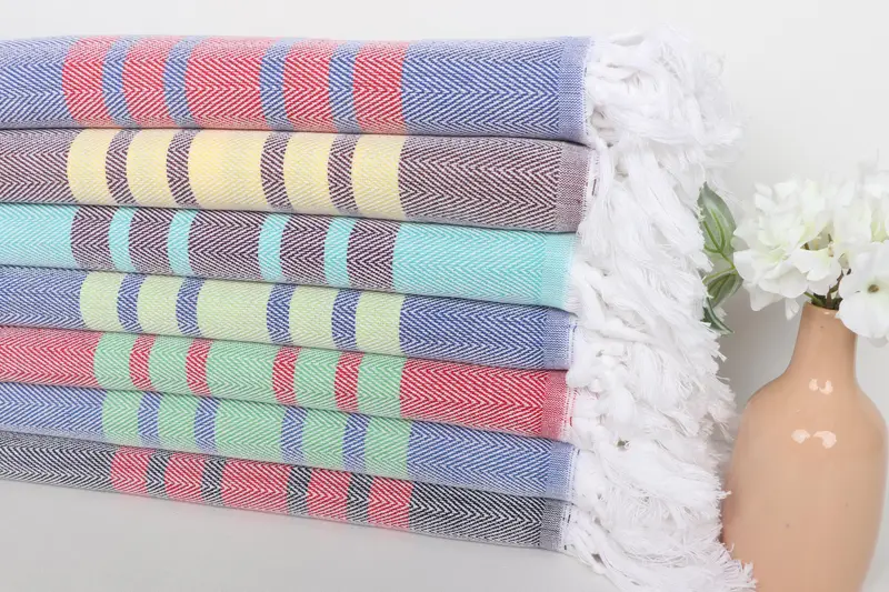 Bridesmaid Gift, Bachelorette Party Gifts, Grandma Gift, 64x40 Cotton Chevron Towel, Bridal Shower Gift, Fringed Turkish towel for poolside - 2