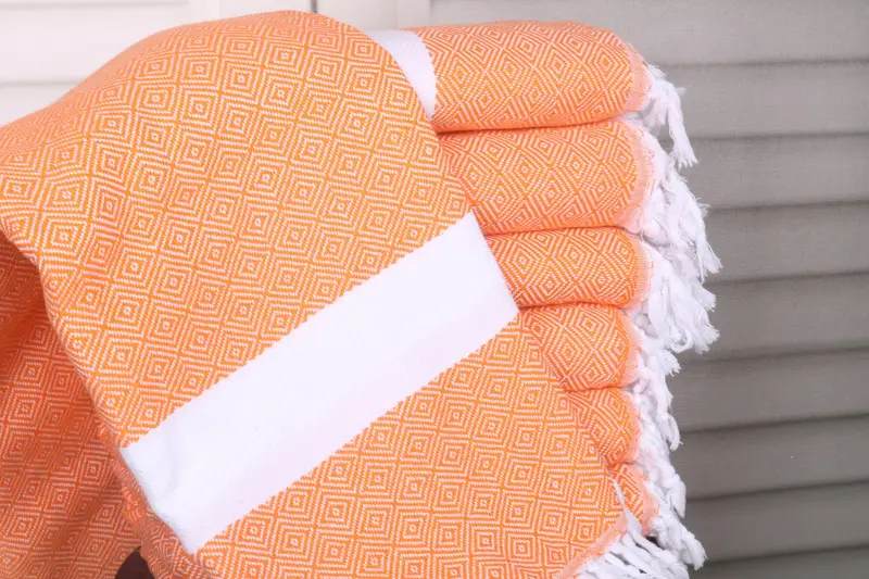 Housewarming Gift Wedding Towel, 40x71 Inches Orange Cotton