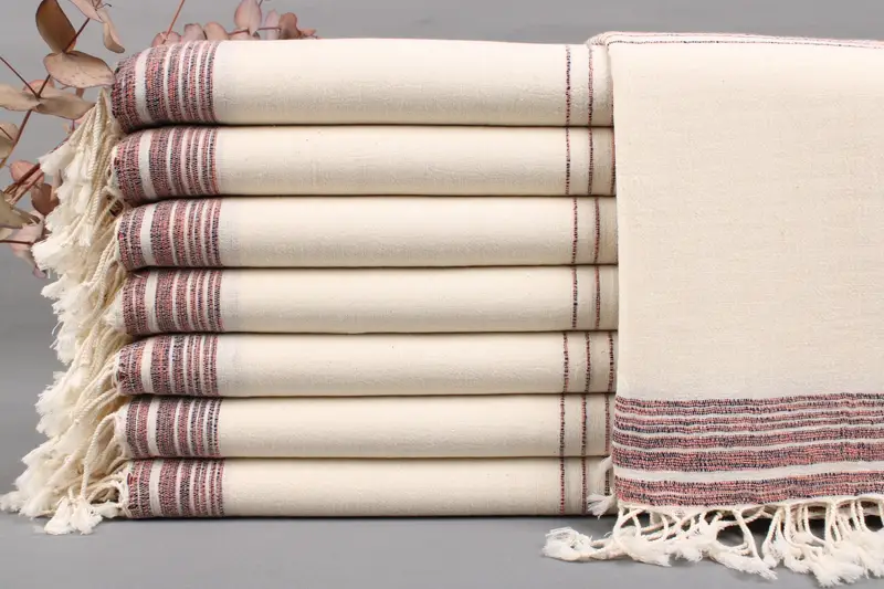 Personalized Turkish Organic Cotton Towel, Beige, 36x67 Inches