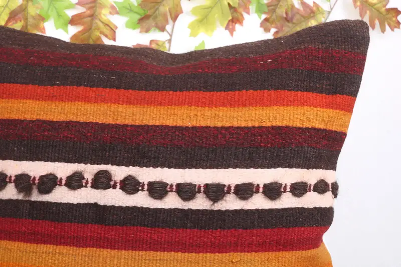 One Of A Kind Cushion Cover, Gift Pillow, Vintage Kilim Throw Pillow, Crochet Pattern Cushion, Pillow, Vintage Kilim Pillow, 24x24 Brown Pillow Sham - 5
