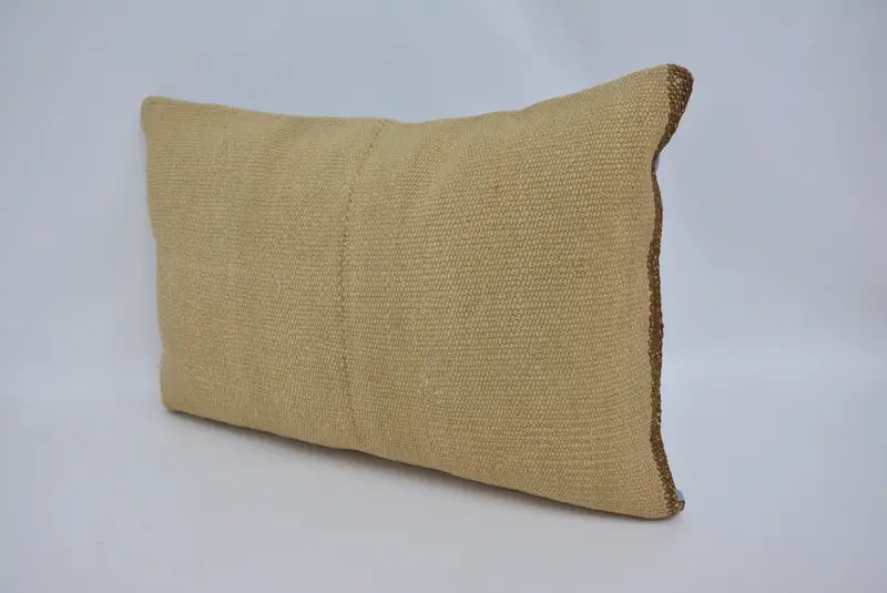 Muted Cushion Cover, Pillow Sham, Authentic Pillow, Ethnical Kilim Rug Pillow, 16x24 Beige Pillow Case, Boho Pillow, Kilim Pillow - 4