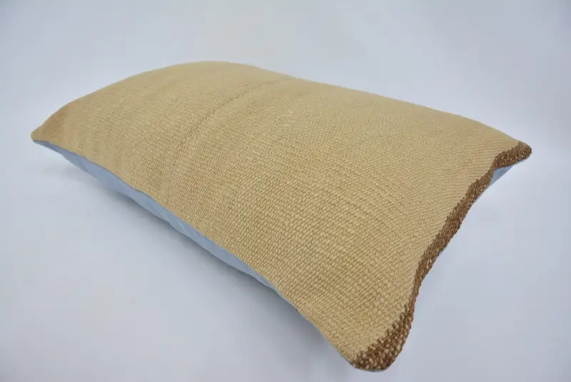 Muted Cushion Cover, Pillow Sham, Authentic Pillow, Ethnical Kilim Rug Pillow, 16x24 Beige Pillow Case, Boho Pillow, Kilim Pillow - 6