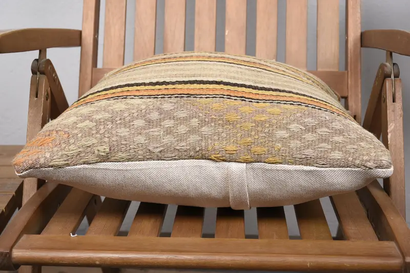 Home Decor Pillow, Kilim Cushion Sham, Turkish Pillow, Turkish Rugs Cushion Cover, 18x18 Beige Pillow, Square Throw Pillow Cover, Pillow Case - 5