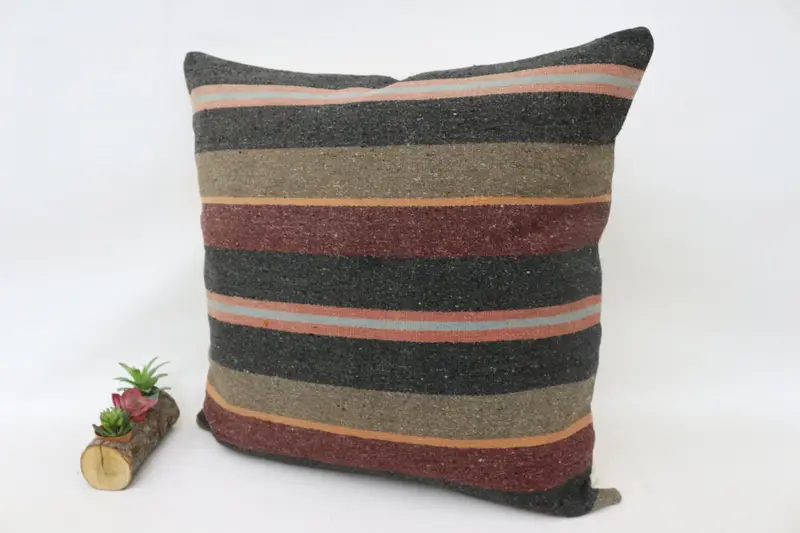 Pillow Sham, Home Decor Pillow, Bohemian Cushion Pillow Cover, Decorative Cushion Case, Pillow for Sofa, Kilim Pillow Cover, 28x28 Brown Pillow Sham - 5