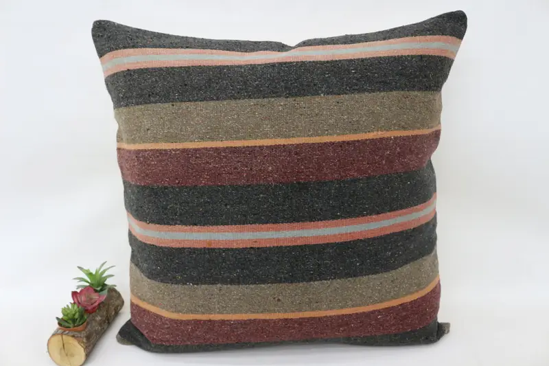 Pillow Sham, Home Decor Pillow, Bohemian Cushion Pillow Cover, Decorative Cushion Case, Pillow for Sofa, Kilim Pillow Cover, 28x28 Brown Pillow Sham - 1