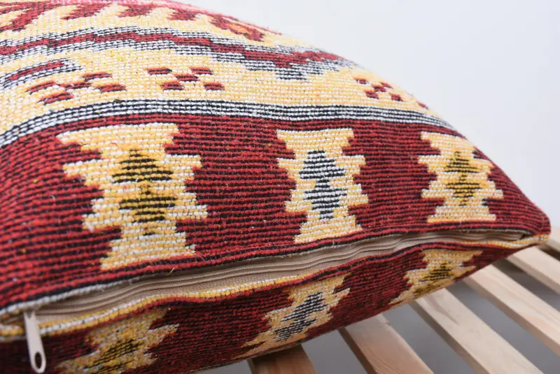Turkish Kilim Pillow, Accent Throw Cushion Case, Boho Pillow, Vintage Kilim Pillow, Pillow Cover, 24x24 Beige Pillow Cover - 7