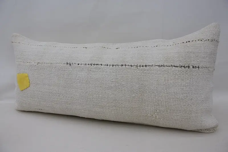 Throw Kilim Pillow, Pillow Sham, Kilim Pillow Cover, Handmade Kilim Cushion, Living Room Throw Cushion Case, 16x36 White Pillow Case - 5