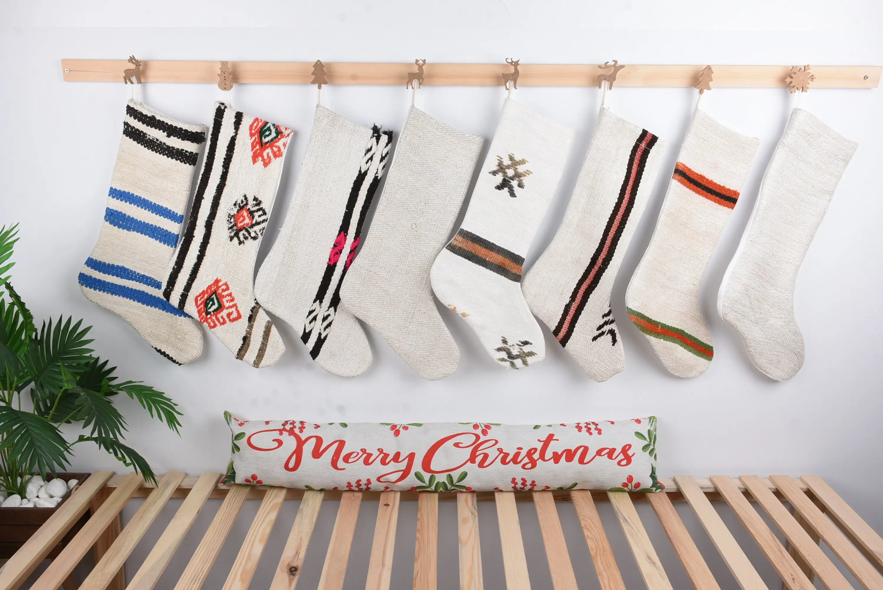 Festive Christmas Ornaments Pattern, 8-Inch Wide Candy Stocking - 1