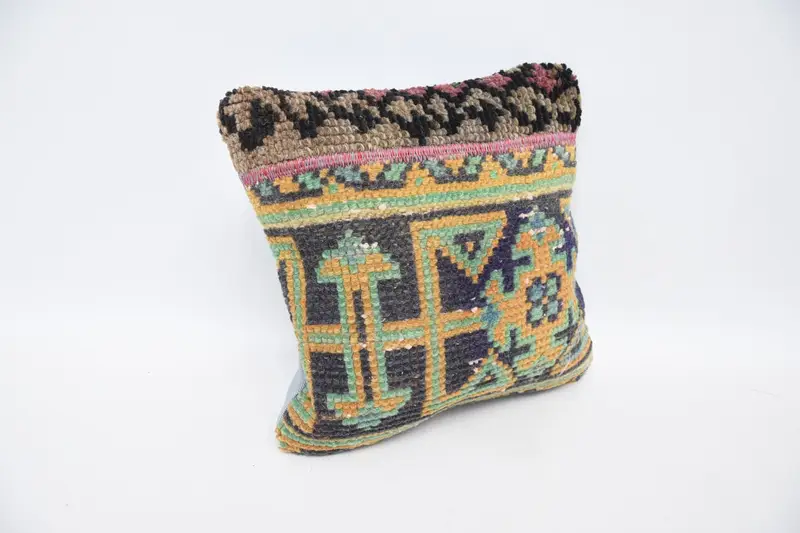 Kilim Pillow Cover, 12x12 Orange Cushion Case, Turkish Pillow, Cushion, Accent Throw Cushion Cover, Throw Kilim Pillow, Pet Cushion Cover - 3