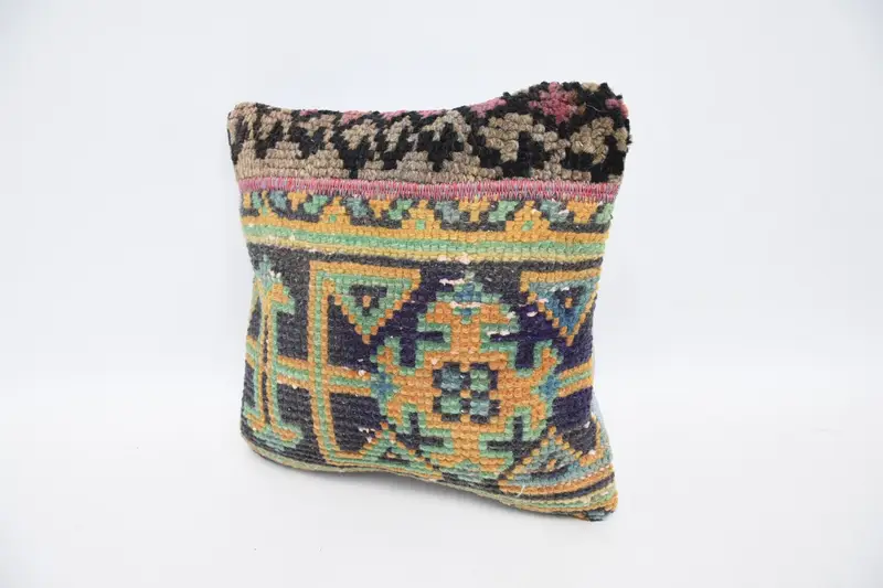 Kilim Pillow Cover, 12x12 Orange Cushion Case, Turkish Pillow, Cushion, Accent Throw Cushion Cover, Throw Kilim Pillow, Pet Cushion Cover - 4