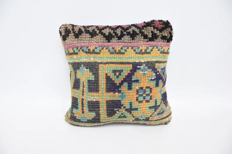Kilim Pillow Cover, 12x12 Orange Cushion Case, Turkish Pillow, Cushion, Accent Throw Cushion Cover, Throw Kilim Pillow, Pet Cushion Cover - 1
