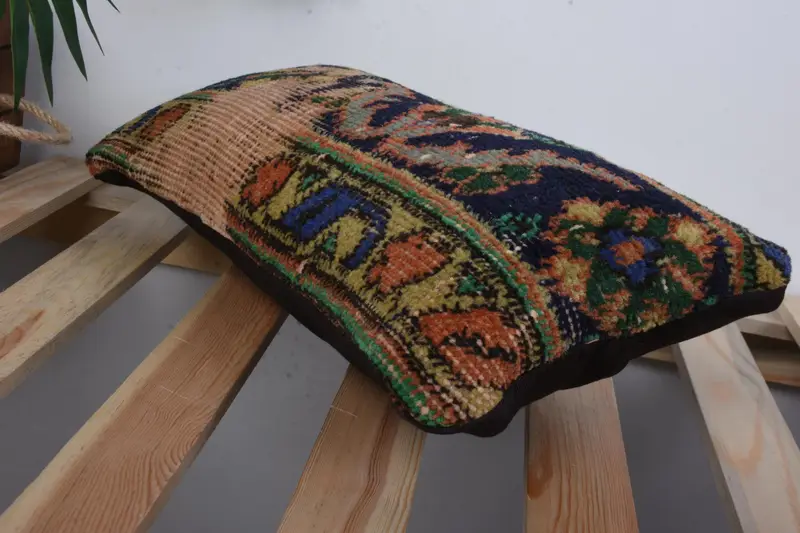 Home Decor Pillow, 8x16 Blue Cushion Case, Cushion, Vintage Kilim Pillow, Living Room Throw Cushion, Vintage Pillow - 7