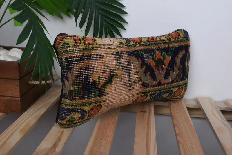 Home Decor Pillow, 8x16 Blue Cushion Case, Cushion, Vintage Kilim Pillow, Living Room Throw Cushion, Vintage Pillow - 5