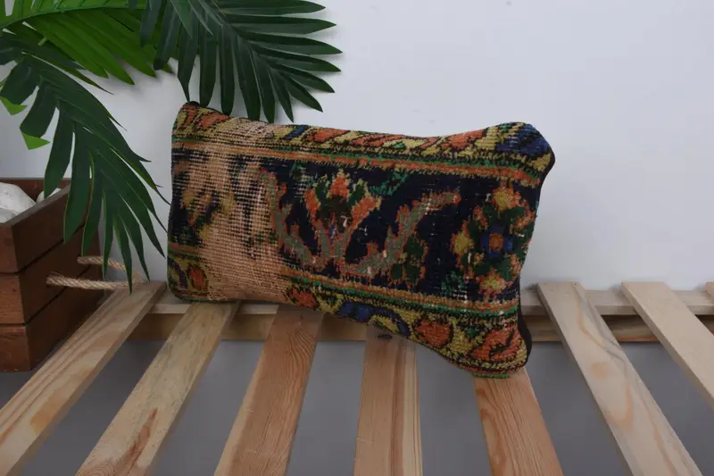 Home Decor Pillow, 8x16 Blue Cushion Case, Cushion, Vintage Kilim Pillow, Living Room Throw Cushion, Vintage Pillow - 6