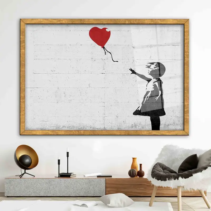 Elegant Printed Glass: Banksy-Inspired Contemporary Art Design