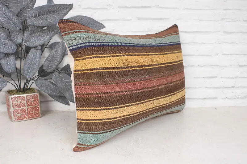 Vintage Kilim Throw Pillow, Kilim Pillow Cover, Gift Pillow, Ethnic Throw Pillow, 16x24 Yellow Pillow Sham, Custom Pillow Sham, Pillow - 3
