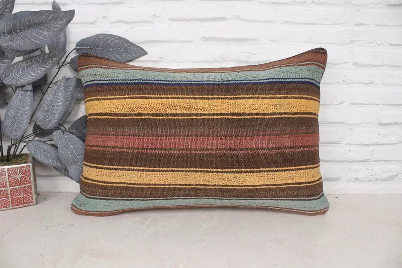 Vintage Kilim Throw Pillow, Kilim Pillow Cover, Gift Pillow, Ethnic Throw Pillow, 16x24 Yellow Pillow Sham, Custom Pillow Sham, Pillow - 1