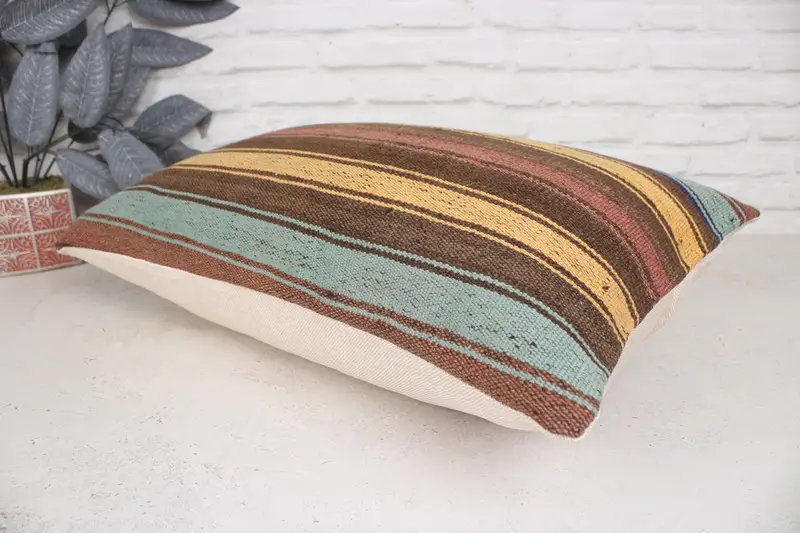 Vintage Kilim Throw Pillow, Kilim Pillow Cover, Gift Pillow, Ethnic Throw Pillow, 16x24 Yellow Pillow Sham, Custom Pillow Sham, Pillow - 6