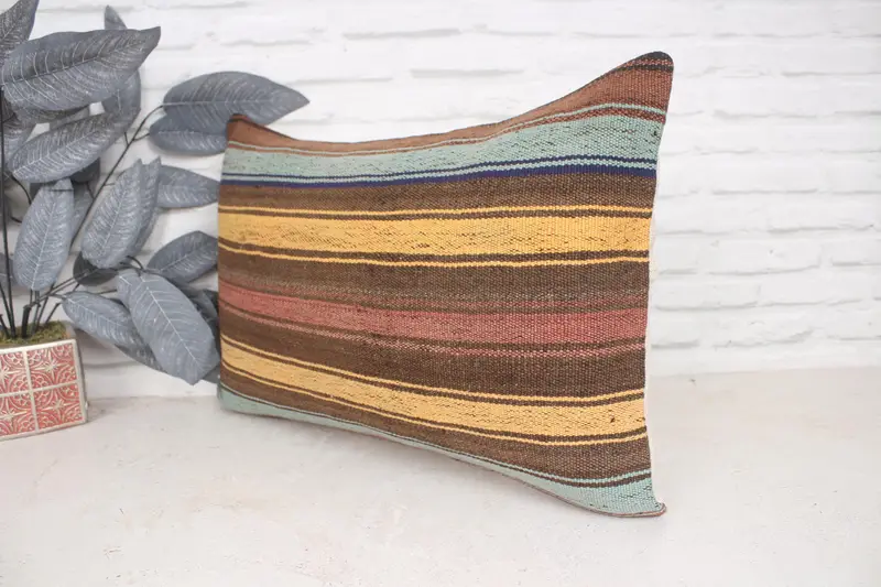 Vintage Kilim Throw Pillow, Kilim Pillow Cover, Gift Pillow, Ethnic Throw Pillow, 16x24 Yellow Pillow Sham, Custom Pillow Sham, Pillow - 4