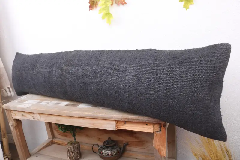 Vintage Throw Cushion, Traditional Cushion Case, Kilim Cushion Sham, Pillow, Antique Pillows, 12x48 Gray Pillow, Home Decor Pillow - 4