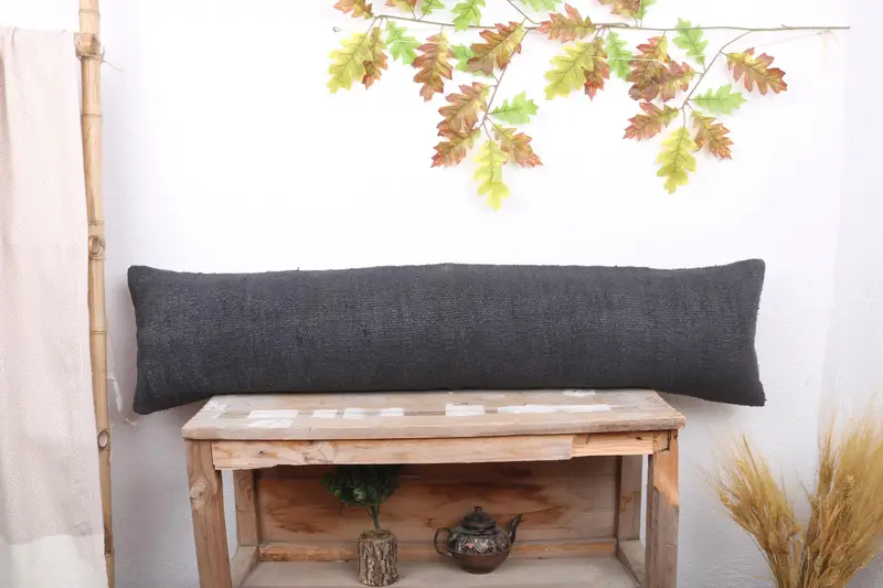 Vintage Throw Cushion, Traditional Cushion Case, Kilim Cushion Sham, Pillow, Antique Pillows, 12x48 Gray Pillow, Home Decor Pillow - 1