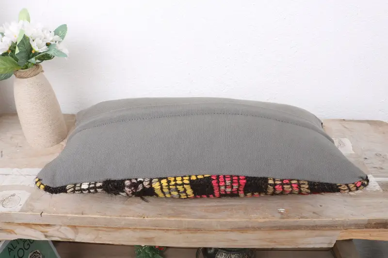 Vintage Kilim Pillow, Cushion Cover, Turkish Kilim Pillow, Boho Throw Cushion Case, Aztec Pillow Sham, 8x16 Yellow Pillow Sham, Pillow for Sofa - 7