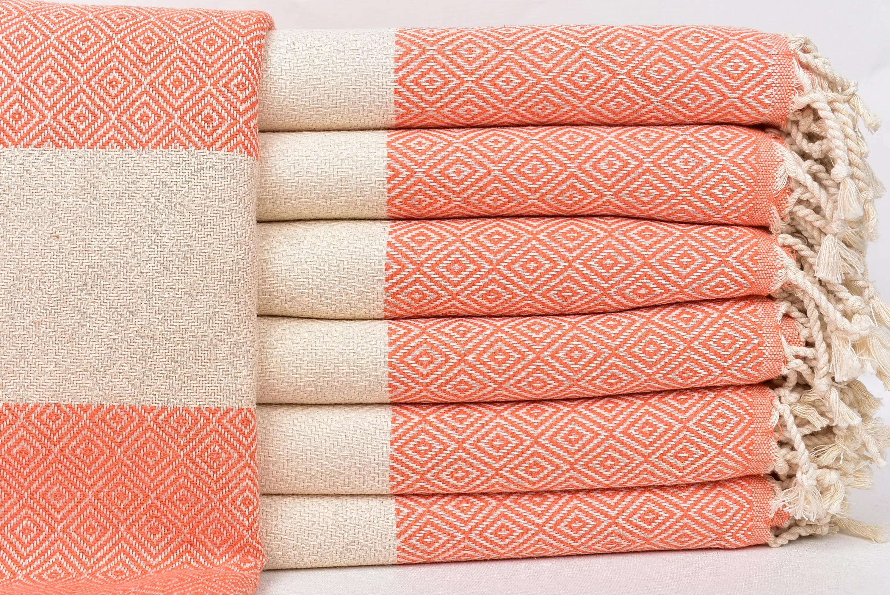 Turkish Bath Towel Coral Diamond Peshtemal, Beige, 40x71 Inches - 1