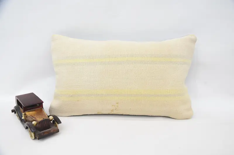 Pillow Case, 12x20 Beige Cushion Cover, Decorative Bolster Cushion, Vintage Kilim Pillow, Ottoman Pillow Cover, Kilim Pillow, Throw Kilim Pillow - 1