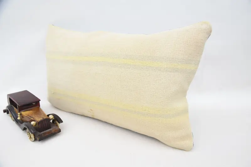 Pillow Case, 12x20 Beige Cushion Cover, Decorative Bolster Cushion, Vintage Kilim Pillow, Ottoman Pillow Cover, Kilim Pillow, Throw Kilim Pillow - 3