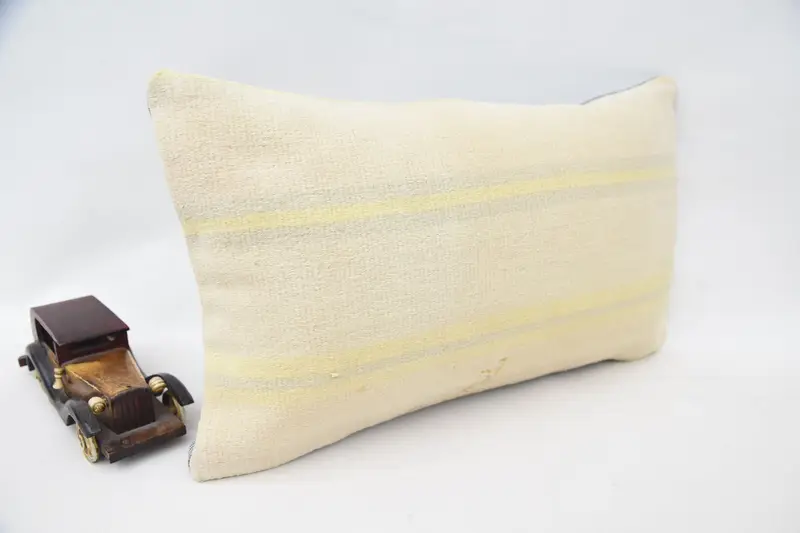 Pillow Case, 12x20 Beige Cushion Cover, Decorative Bolster Cushion, Vintage Kilim Pillow, Ottoman Pillow Cover, Kilim Pillow, Throw Kilim Pillow - 2