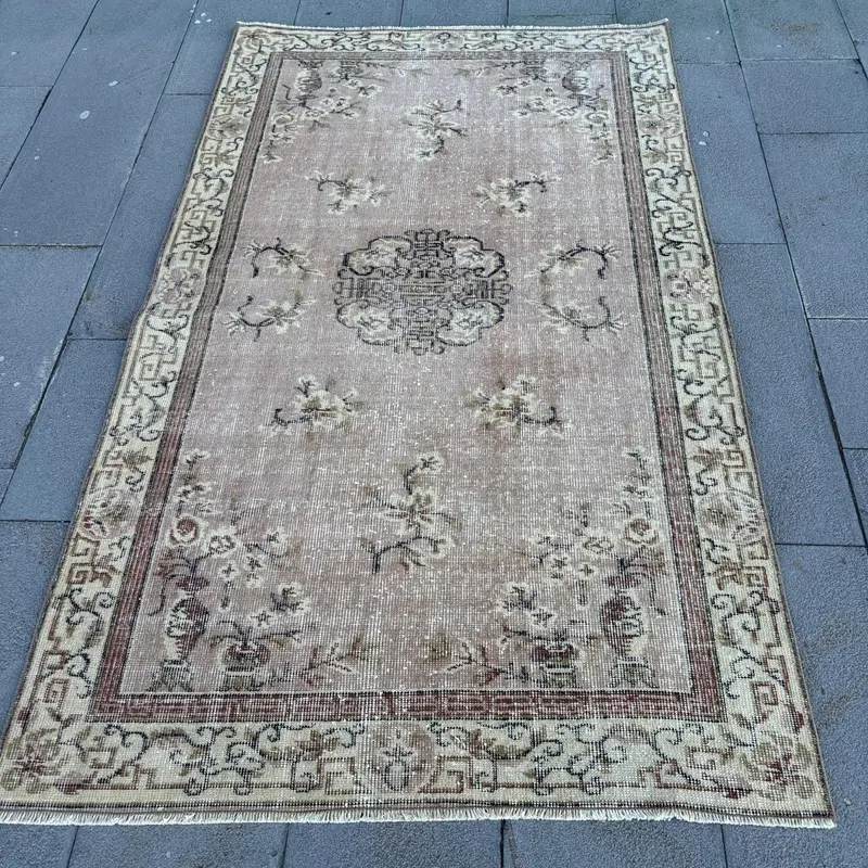 Brown Rug with Black Accents, 4x6 ft Solid Comfort