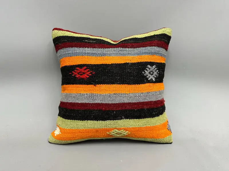 Interior Designer Pillow, Handmade Cushion, 18x18 Gray Pillow, Kilim Cushion Sham, Ethnic Throw Cushion Case, Kilim Pillow, Cushion - 4