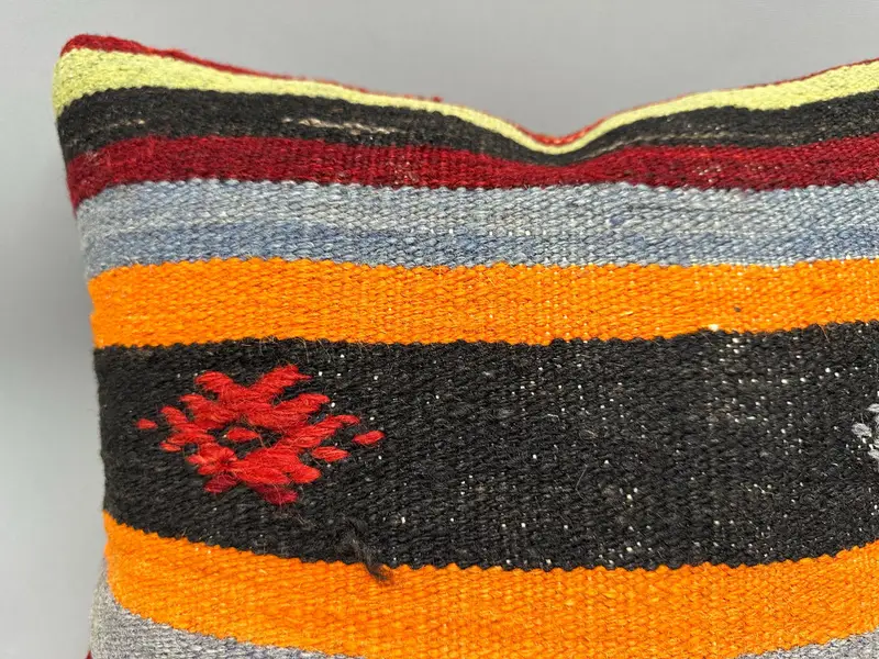 Interior Designer Pillow, Handmade Cushion, 18x18 Gray Pillow, Kilim Cushion Sham, Ethnic Throw Cushion Case, Kilim Pillow, Cushion - 5