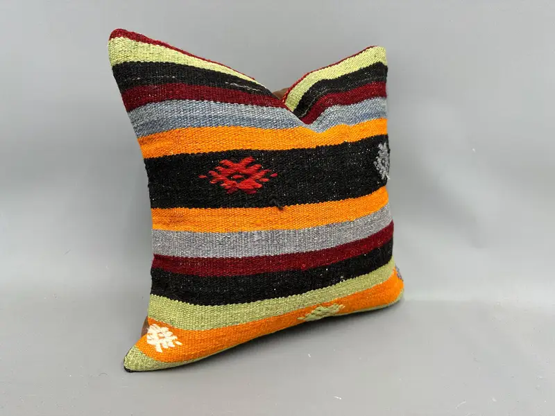 Interior Designer Pillow, Handmade Cushion, 18x18 Gray Pillow, Kilim Cushion Sham, Ethnic Throw Cushion Case, Kilim Pillow, Cushion - 2