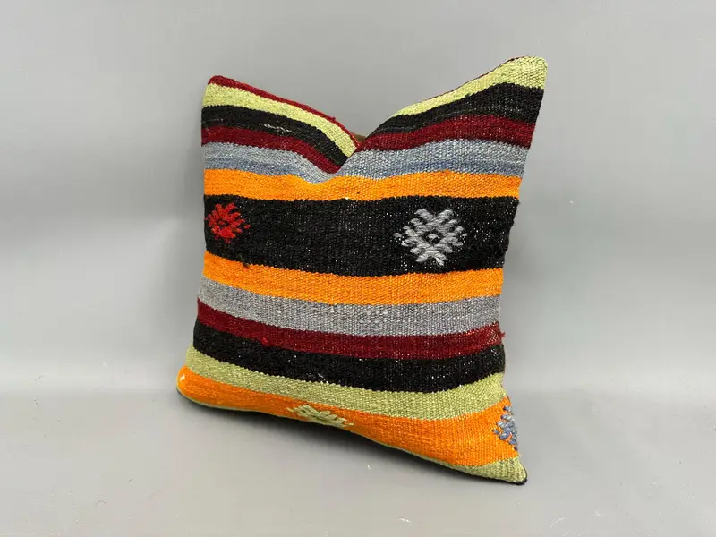 Interior Designer Pillow, Handmade Cushion, 18x18 Gray Pillow, Kilim Cushion Sham, Ethnic Throw Cushion Case, Kilim Pillow, Cushion - 3