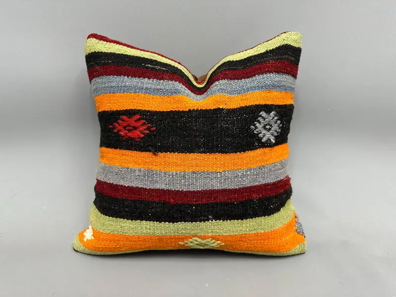 Interior Designer Pillow, Handmade Cushion, 18x18 Gray Pillow, Kilim Cushion Sham, Ethnic Throw Cushion Case, Kilim Pillow, Cushion - 1