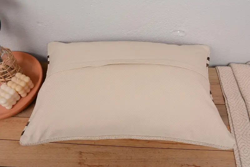 Handmade Striped Throw Pillow, 16x24 Inches Embroidered Cushion - 6