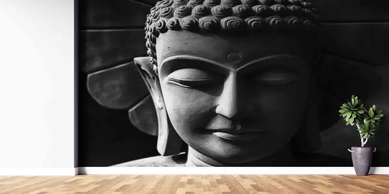 Zarif Baskılı Duvar Kağıdı: Zen Budist Heykel Serenity