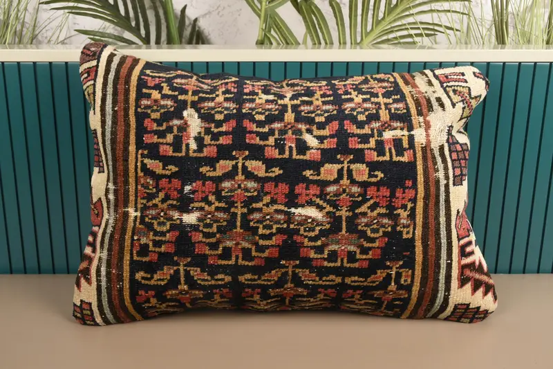Vintage Brown Cushion Case, Contemporary 16x24 inch Moroccan Euro Sham - 1