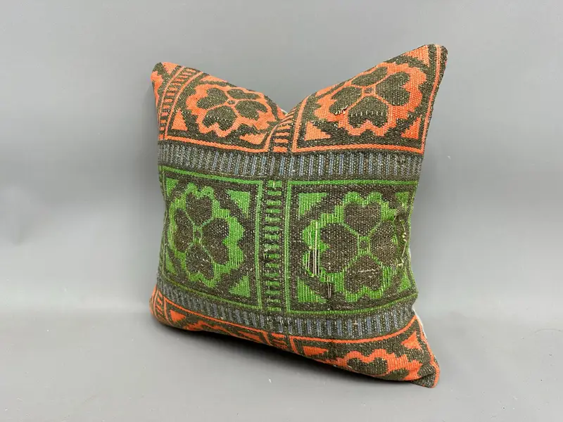 Vintage Pillow, Tribal Pillow Cover, 18x18 Green Pillow, Gift Pillow, Boho Pillow, Cushion, Armchair Pillow Cover, Aztec Cushion, Aztec Pillow Case - 3