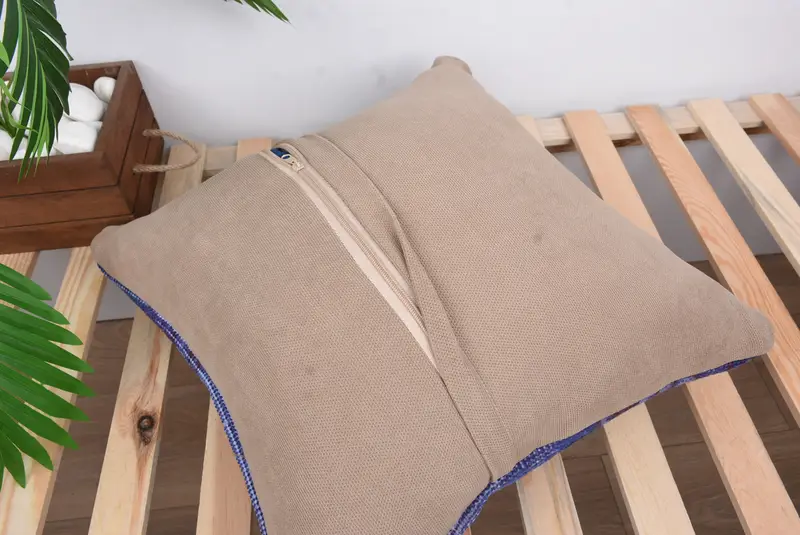 18x18 Blue Cushion Cover, Boho Pillow Sham Cover, Gift Pillow, Kilim Pillow Cover, Pillow Sham, Farmhouse Pillow Cover - 8