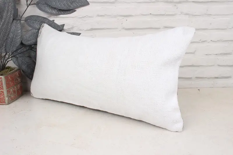 Pillow Cover, 12x24 White Pillow Cover, Outdoor Throw Pillow Cover, Throw Kilim Pillow, Seat Pillow Cover, Kilim Cushion Sham, Vintage Pillow - 4