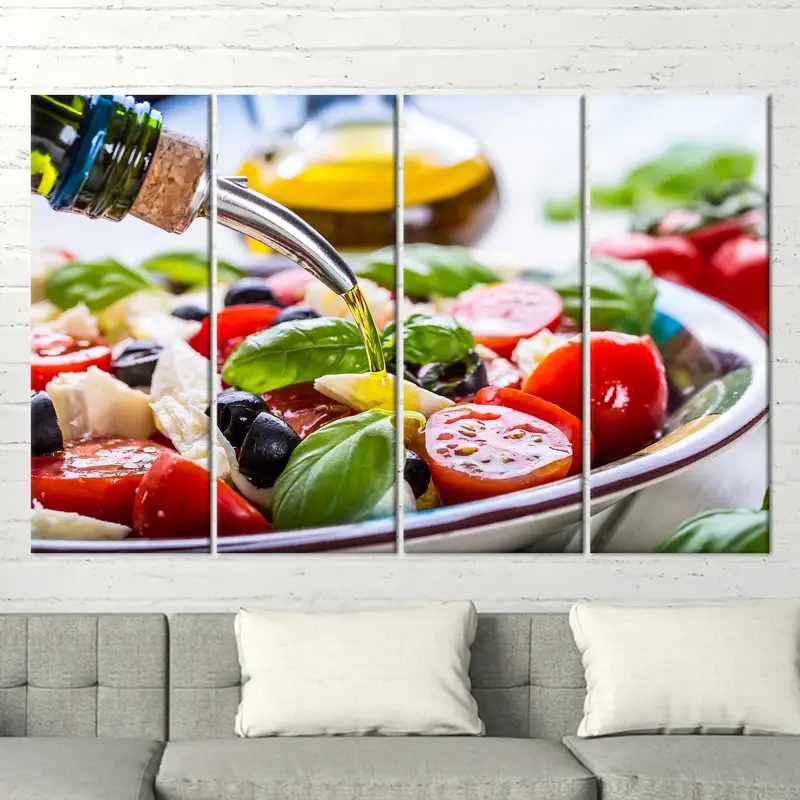 Salad Canvas, Colorful Salad Wall Decor, Tomato Wall Art, Kitchen Decor, Food Canvas Art, Healty Food Wall Decor, Canvas Wall Art, - 5